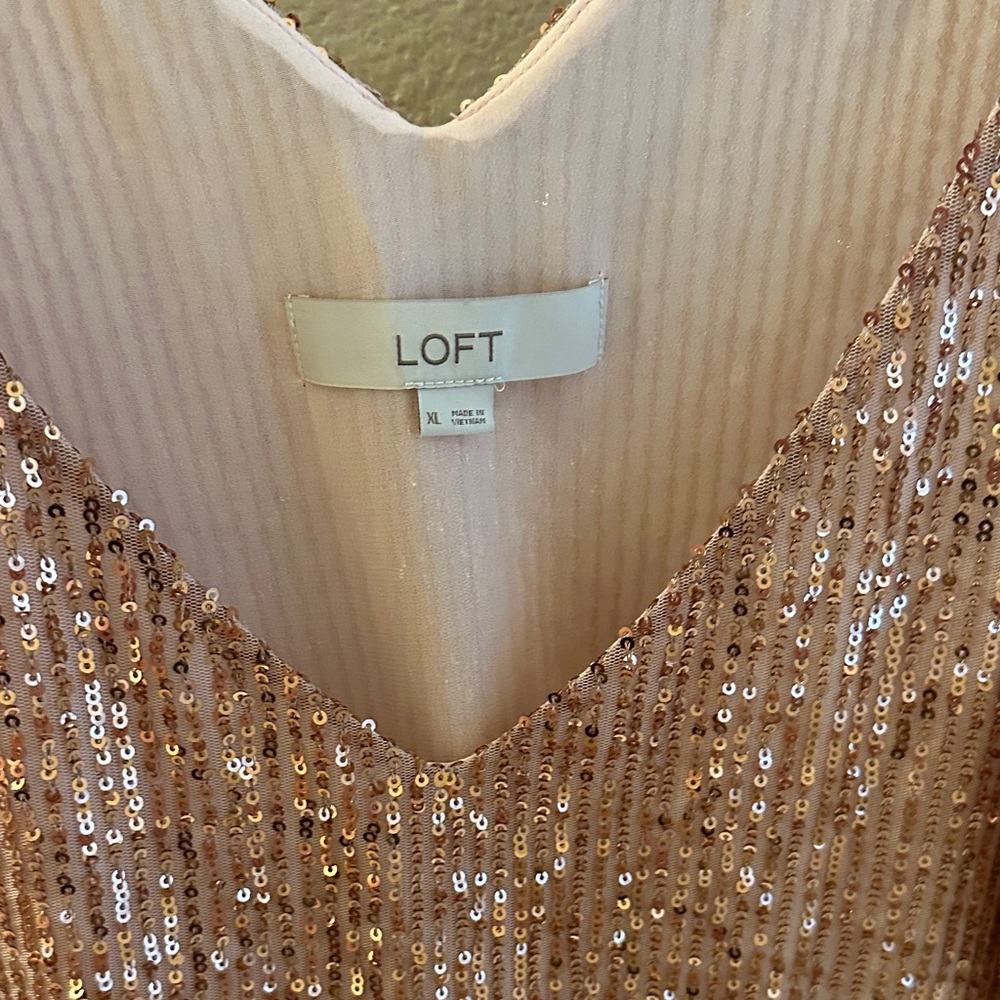 LOFT Rose Gold Sequin Tank Top - Picture 3 of 3